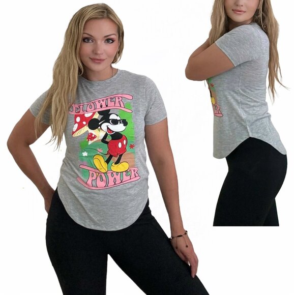 Licensed Disney Mickey Mouse "Flower power" slim fit soft T-shirt, S,M,L,XL - Picture 1 of 5